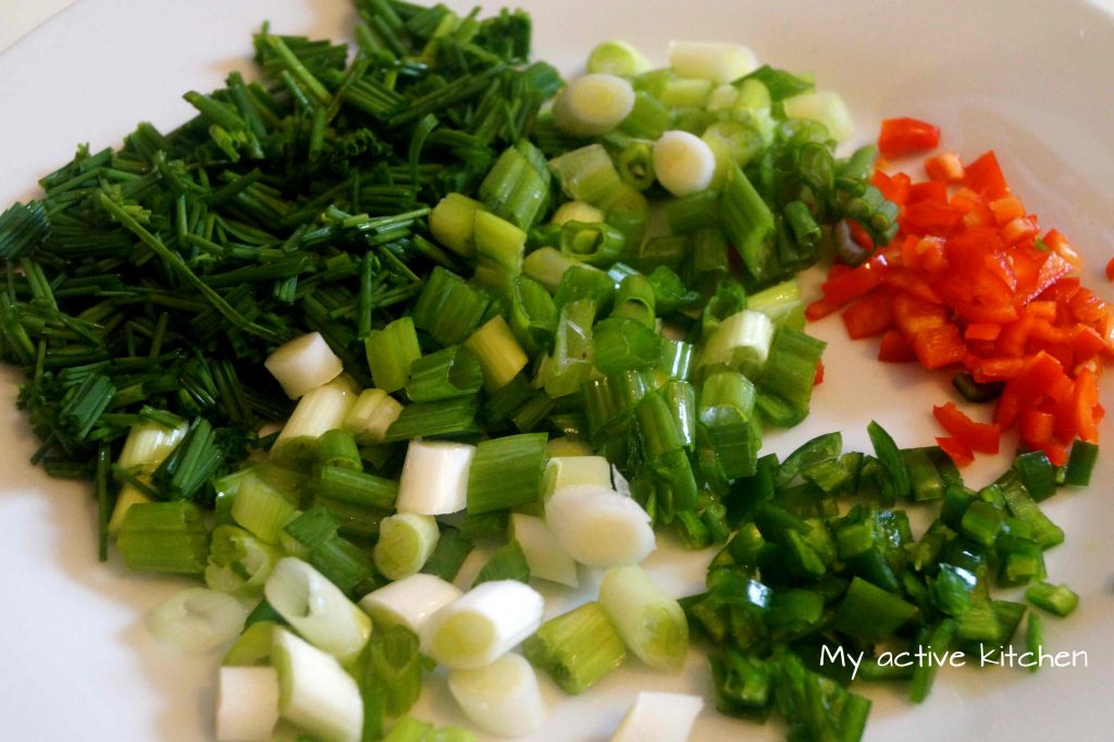 chopped vegetables to be added to couscous