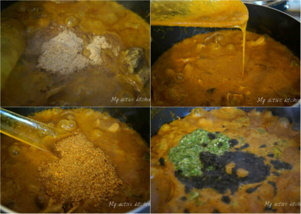 process shot of cooking ogobo, ewedu and okra together in a pot.
