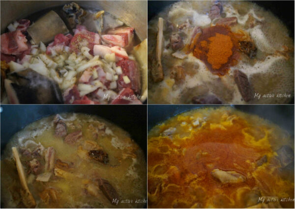 boiling meat.