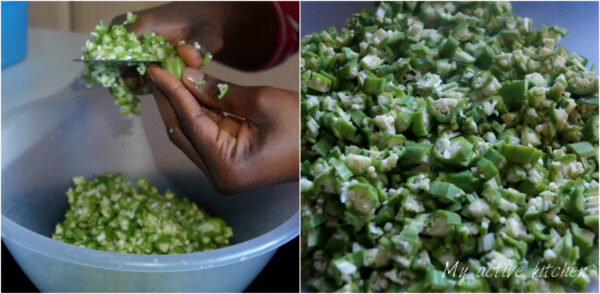 how to chop okro with knife.