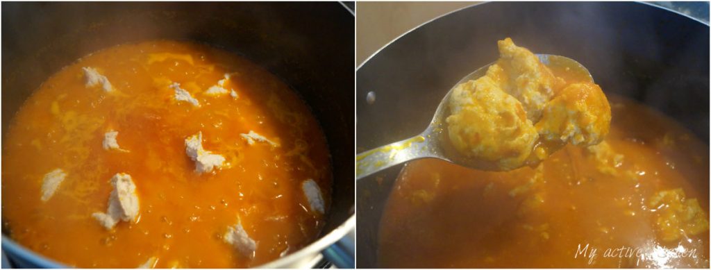 process shot of how to make lumpy egusi using boiling method.
