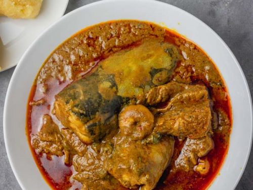 banga soup and eba.