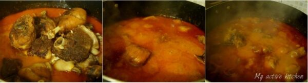 nigerian chicken stew being cooked in a pot