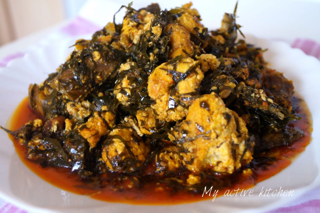 ofe okazi soup made with lumpy egusi.