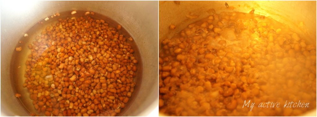 image of raw beans and cooked brown honey beans