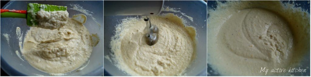 mixung akara batter with hand mixer