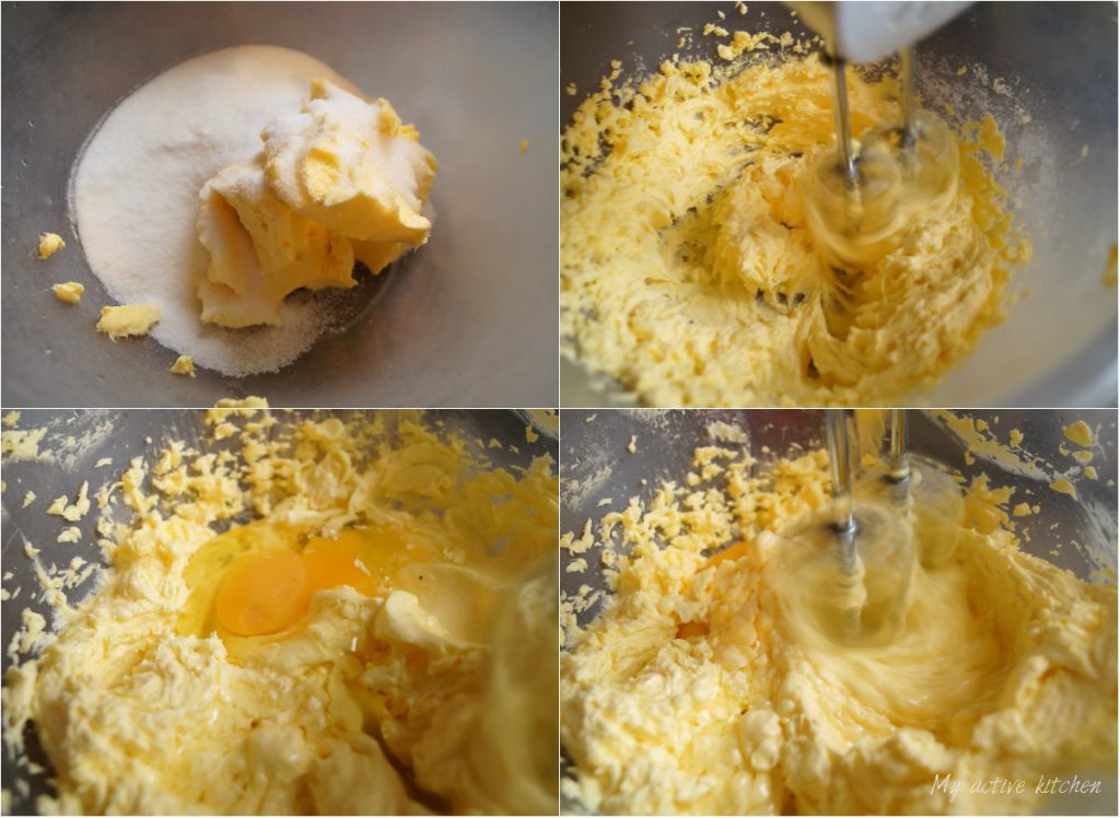 the process shot of mixing butter to sugar.
