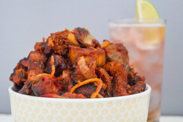 dodo gizzard in a bowl and a glass of shandy