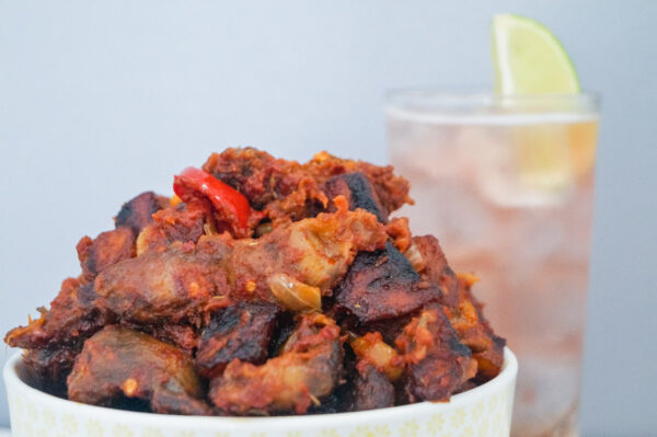 dodo gizzard in a bowl and a glass of shandy