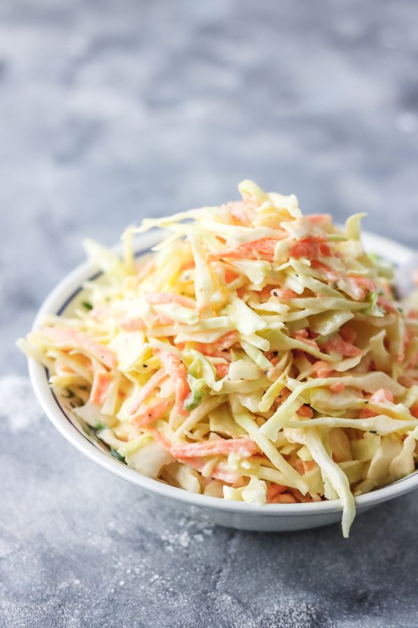 easy coleslaw in a bowl 