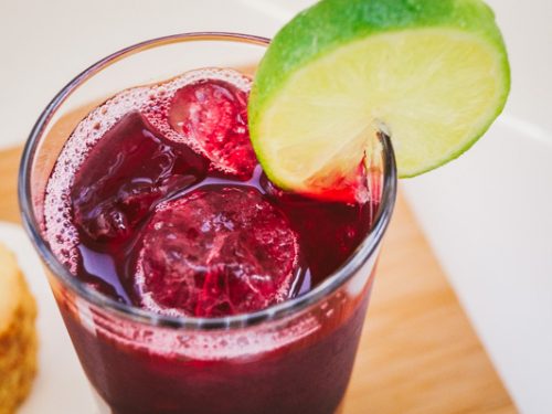 overhead shot of hibiscus (sorrel) drink