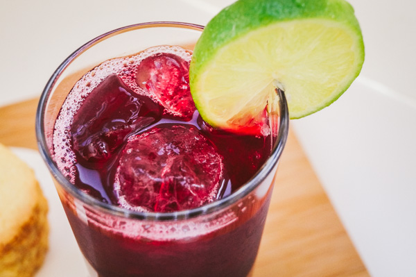 overhead shot of hibiscus (sorrel) drink