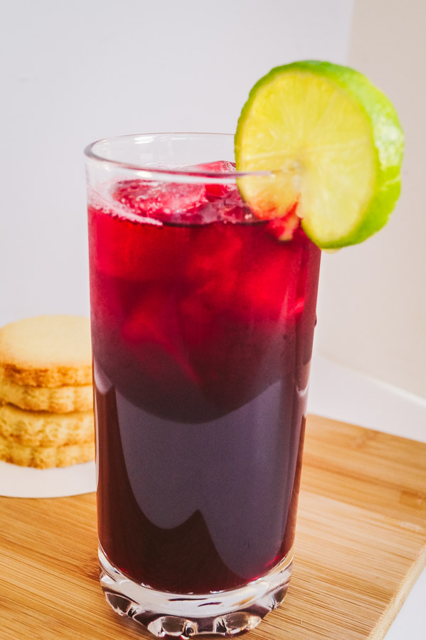 A side view of zobo drink in a glass