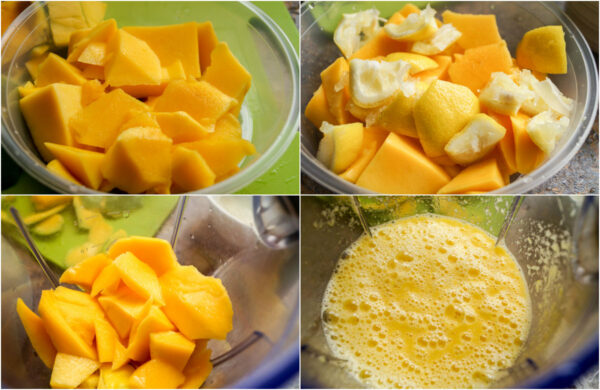 process shot of making mango lemonade