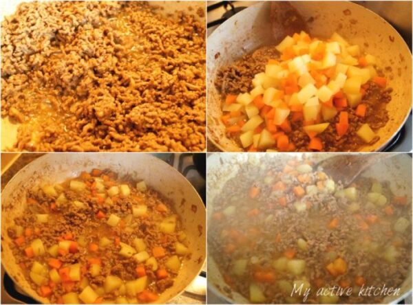  beef mince filling made in stages. 