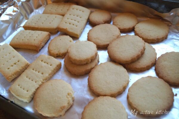 freshly baked coconut shortbread cookies.