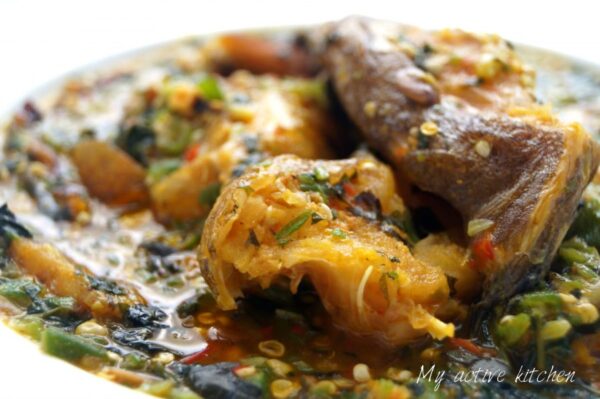 a close shot of nigerian okra soup 