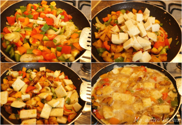 process shot of how to make yam and plantain frittata
