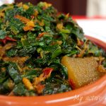 overhead shot of nigerian spinach stew