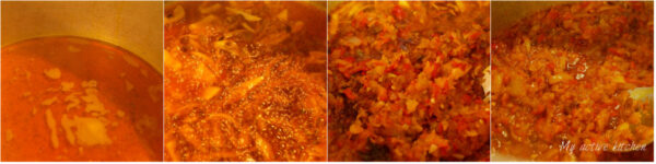process shot of of how to fry stew for spinach stew