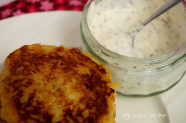 plantain bite and mayonnaise dip.