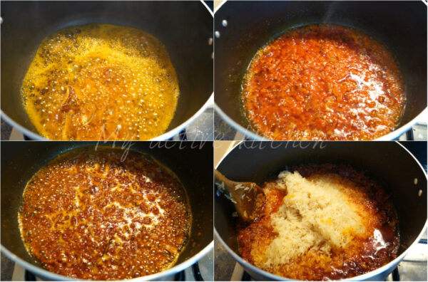 the process of making native jollof rice.