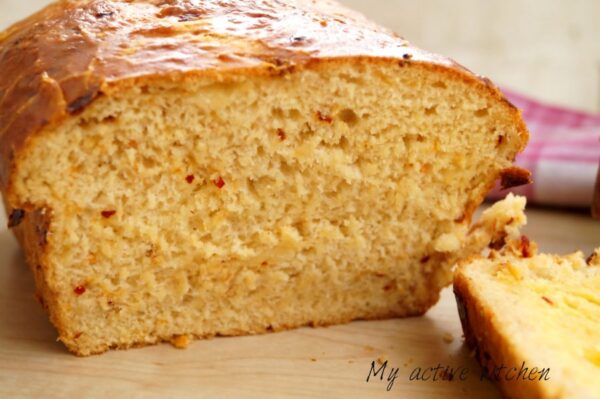 close shot of bread on a slate 