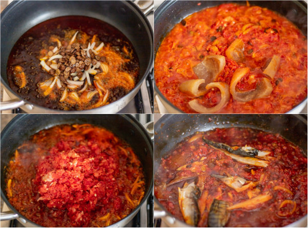 process shot of how to make efo riro.