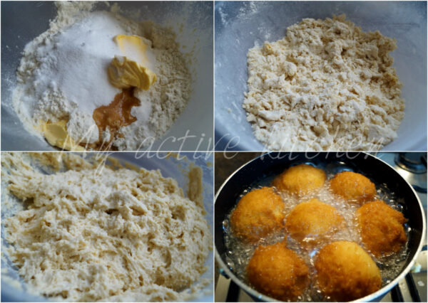 process shot of how to make buns in 4 different images