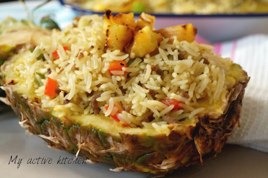 close shot of pineapple fried rice