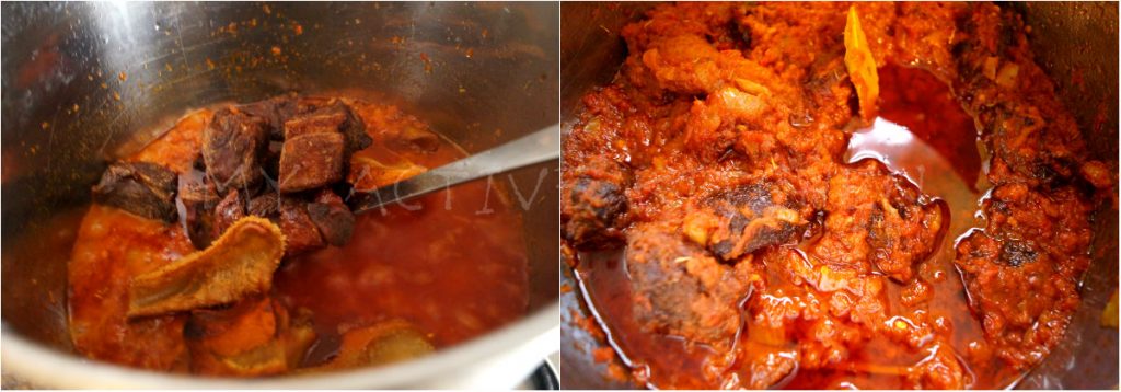 cooked nigerian fried stew in a pan