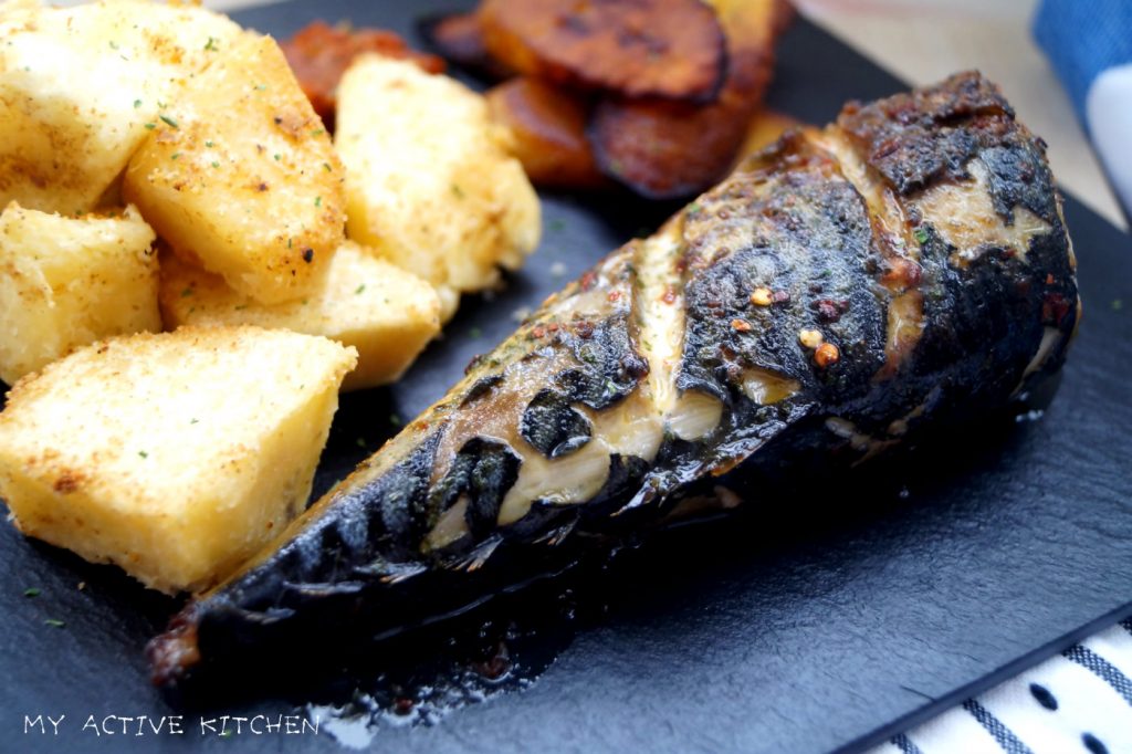 roasted yam and fish