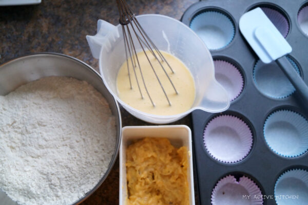 ingredients for plantain muffin.