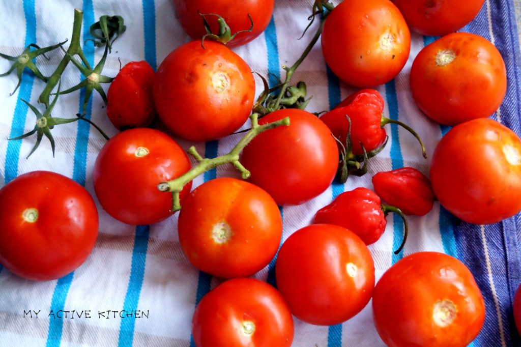 fresh tomatoes and scotch bonnet