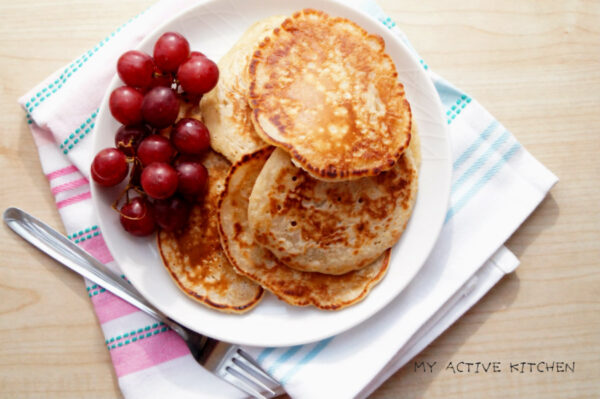 oatmeal pancakes and grape.