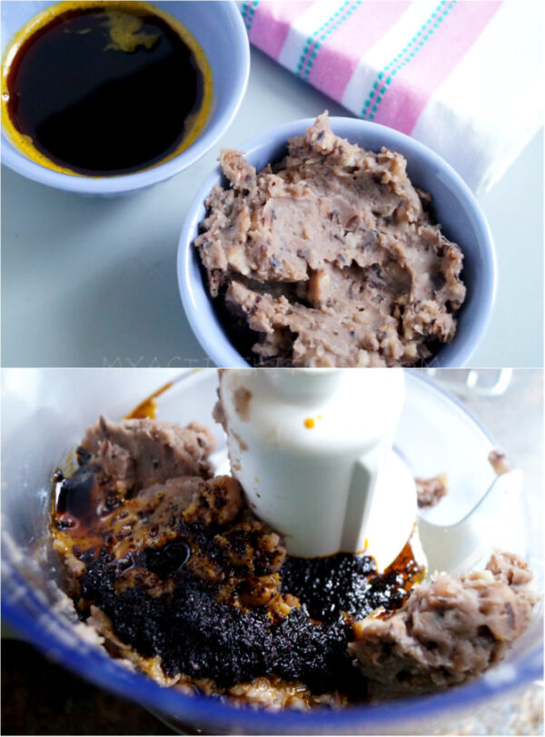 FRIED BEANS IN A FOOD PROCESSOR.