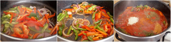 stir frying peppers.