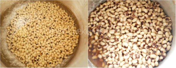image of raw and cooked beans in a pressure pot