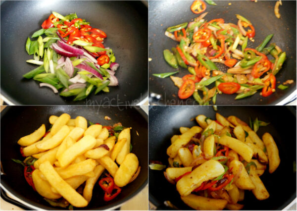 step by step guide to making salt and pepper chips.