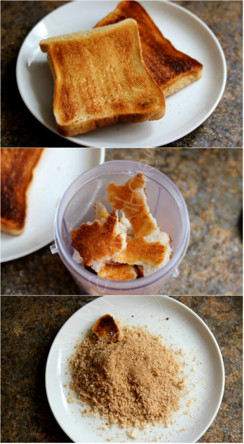 toasted bread in a blender