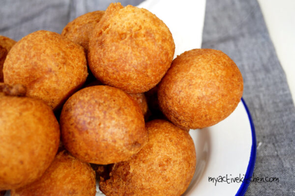 image of nigerian puff buns in a white metal plate