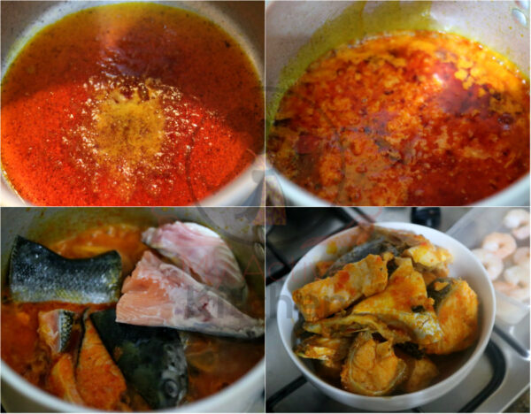 image collage of stew cooked with palm oil