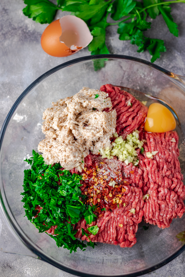 meatballs ingredients in a bowl