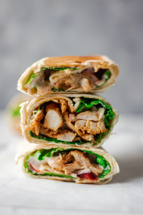 pile of easy chicken wrap