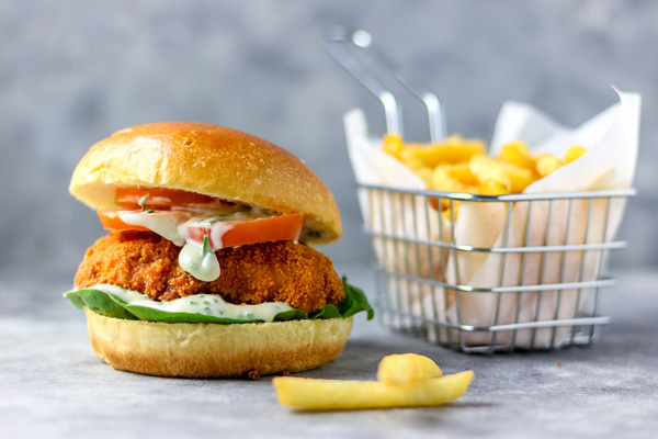 small image of chips, burger with mayo-chive dressing