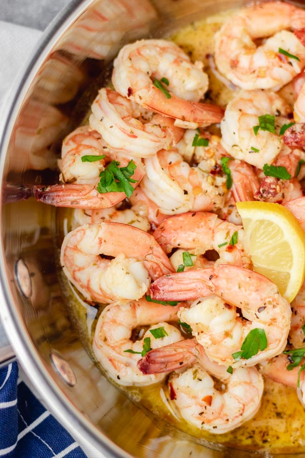 cooked shrimp in butter and garlic