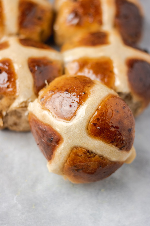 glazed hot cross buns.