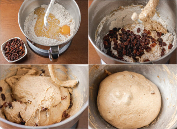 process shot of making hot cross bun dough.