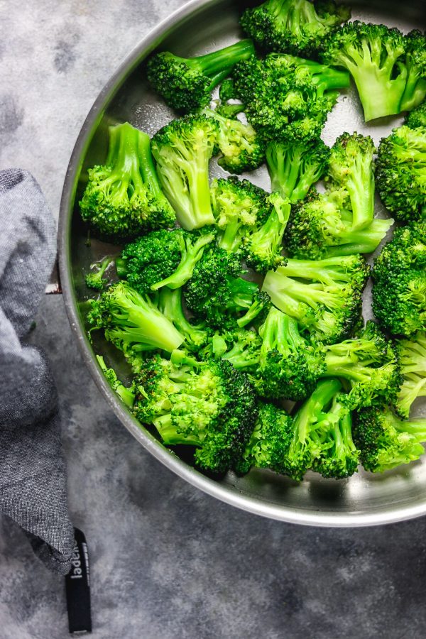 an overhead shop of a stove top broccoli