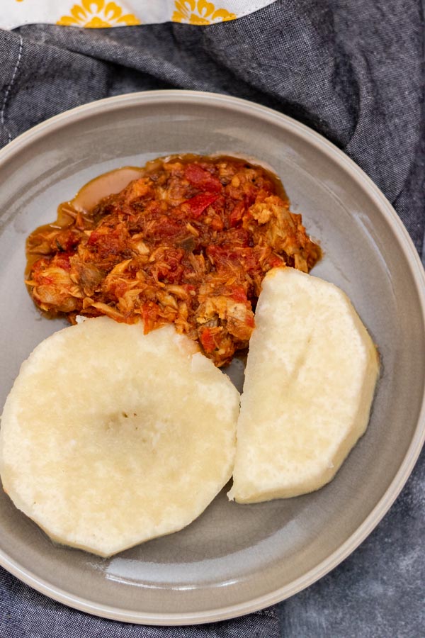 boiled yam and fish stew.